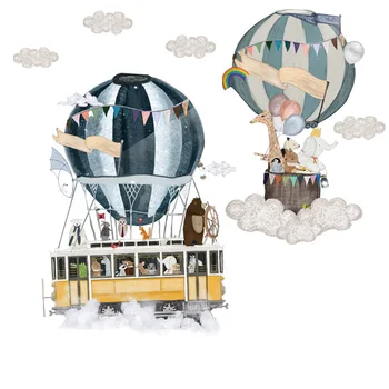 Cartoon Teplovzdušný Balón Autobus Stenu, Nálepky Tvorivé Zvierat Plavby Tapety Deti Deti Spálňa Vymeniteľné Dekorácií Na Stenu-Nálepky