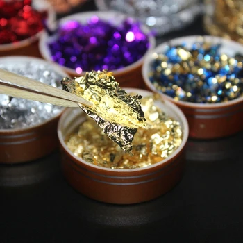 6 Farieb DIY Gold Leaf Gilding Živice Vločky Kovové Fólie Vločky pre Lesk Maliarske Umenie Živice Náplne Šperky Robiť