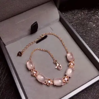 KJJEAXCMY jemné šperky prírodné Rose Quartz 925 sterling silver nové žien ruke náramok podporu test luxus