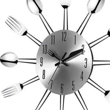 Hot Predaj Nerezový nôž a vidlička, lyžica kuchyňa reštaurácia nástenné hodiny Domáce Dekorácie