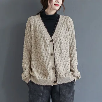 Ženy Bežné Pletený Sveter Nový Príchod 2020 Jeseň Jednoduchý Štýl Vintage tvaru Farbou Voľné Žena Svetre Coats S2113