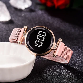 LED Displej Ženy Sledovať Magnetické Elektronické Módne Ocele 2020 Dizajnér Lojálni Luxusné Lady Darček Reloj Mujer Značky Magnet Náramok