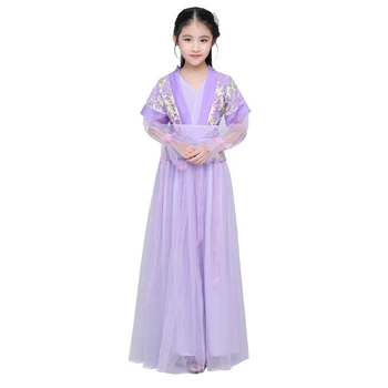 Deti Dávnych Víla Tang Hanfu Šaty pre Dievčatá Tradičnej Čínskej Tanečné Kostýmy Klasickej Ľudovej Vyhovovali Fáze Nosenie