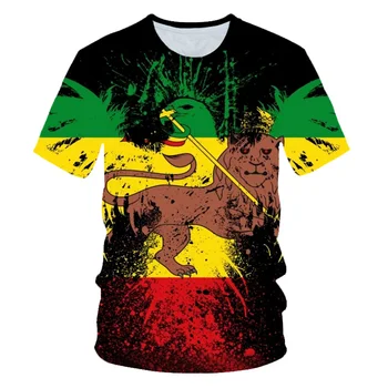 2020 Letné Deti 3D Tlač lev Carry Flag Rastafariho T-shirt Chlapcov Dievčatá Rasta Rastafarian T shirt Deti Strany Tshirts 4-20Y