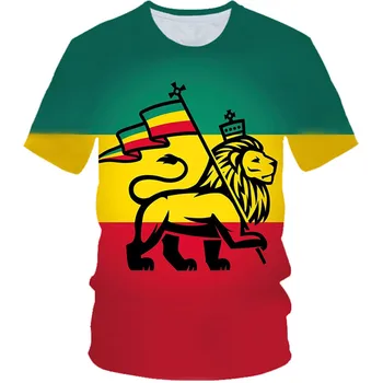 2020 Letné Deti 3D Tlač lev Carry Flag Rastafariho T-shirt Chlapcov Dievčatá Rasta Rastafarian T shirt Deti Strany Tshirts 4-20Y