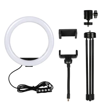 10 inch Krúžok Svetlo Mini Selfie LED Ploche Krúžok Lampa S Statív Stojí Mobilný Telefón Držiak Diaľkového ovládania Pre YouTube/Video Konferencia
