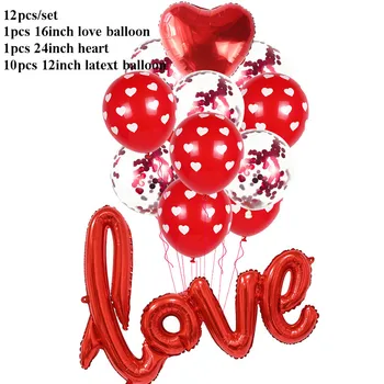 12-17pcs Červené Srdce Star Konfety Latexové Balóny Nastaviť Šťastný Svadobný Dekor Valentína, Výročie, Narodeniny, Party Dekorácie